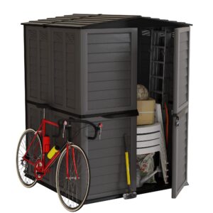 Abri de Jardin 151x146x200 cm Double Paroi Ventilé Polypropylène Cabanon Anthracite ART PLAST
