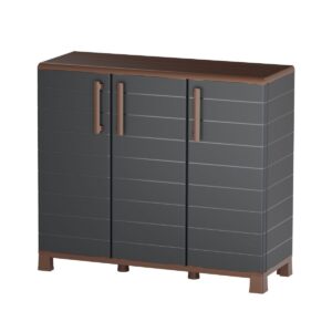 Armoire Basse Rangement 3 Portes 1 Étagère 20kg Polypropylène Recyclable ARTPLAST