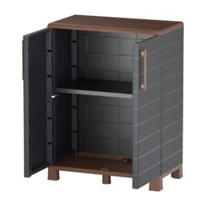 Armoire de rangement basse Portofino polypropylène recyclé charnières acier étagère réglable ARTPLAST