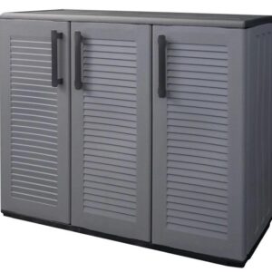 Armoire de Rangement Basse 3 Portes, Étagère Réglable, Polypropylène Recyclé, Charge 20 kg ART PLAST