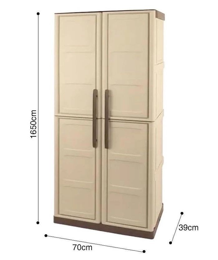 Armoire de Rangement Haute - 2 Portes - 3 Étagères supportant 30kg - Polypropylène Recyclé - ARTPLAST – Image 3