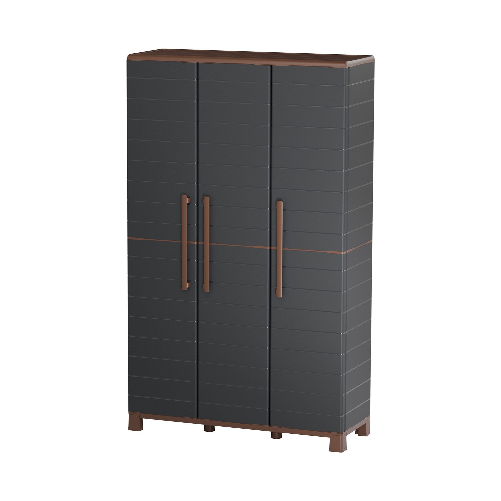 Armoire de rangement gris anthracite 3 portes 3 étagères réglables 102x37x169 cm polypropylène recyclable ARTPLAST