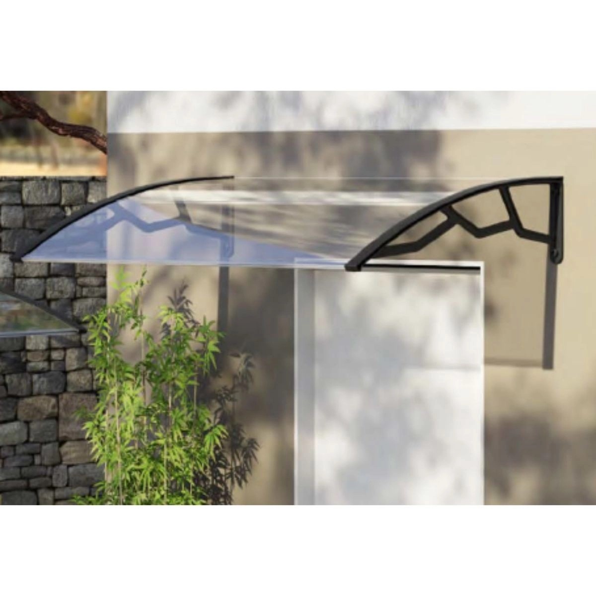 Auvent de porte 100x100 cm polycarbonate anti-UV bras polypropylène ART PLAST – Image 2