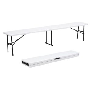 Banc de Jardin Pliable Blanc 180 cm Polyéthylène Renforcé Structure Acier KZ GARDEN