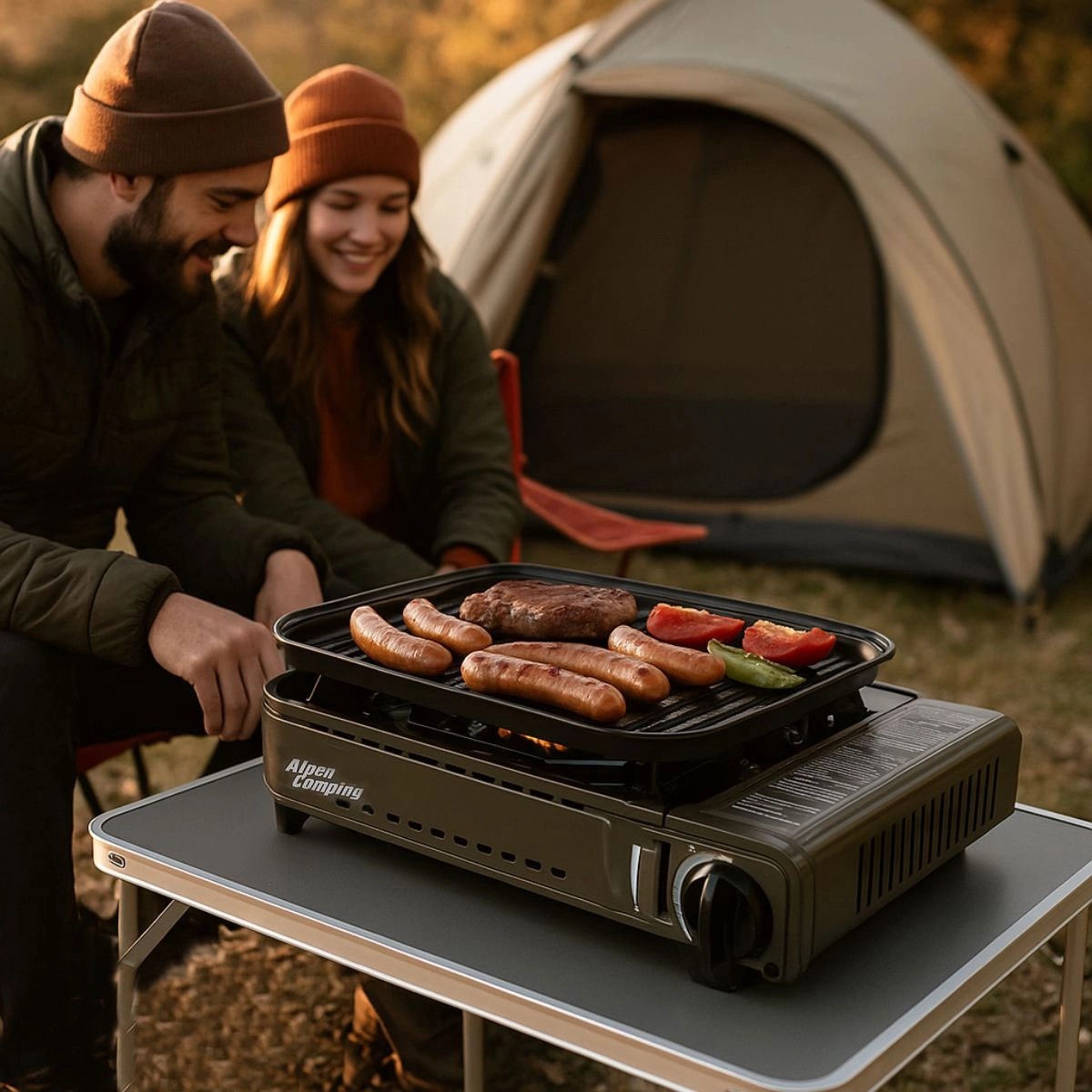 Barbecue à gaz portable 1780W - Allumage Piezo + Grille anti-graisse - ALPEN CAMPING – Image 9
