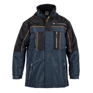 Veste de travail imperméable 100% Polyester PVC Bleu et Noir Capuche amovible Taille XL VITO PRO-POWER
