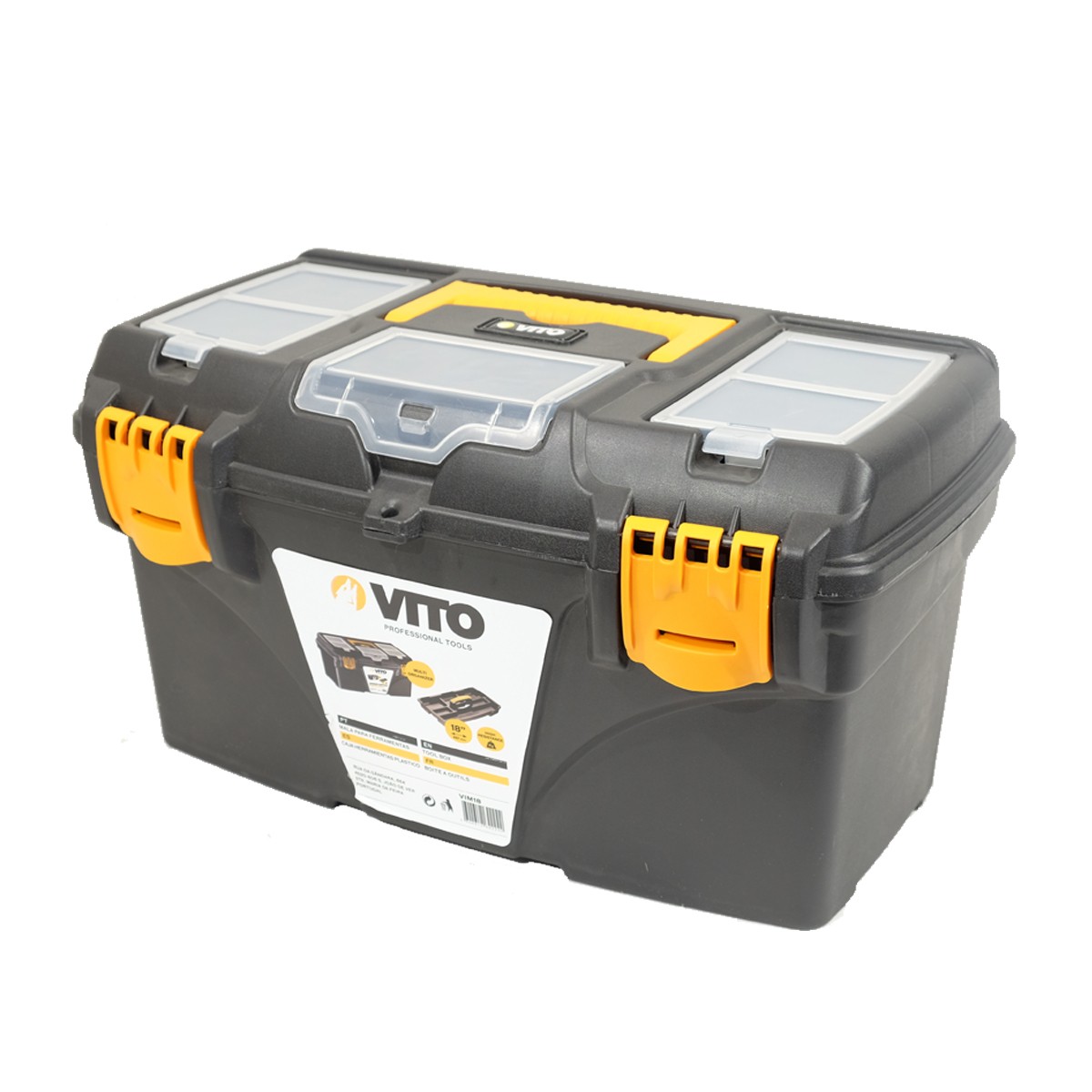 Boite à outils 18" 432x250x238 mm multi-rangement haute résistance VITO PRO-POWER