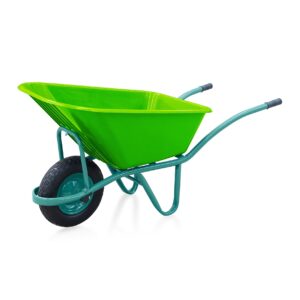 Brouette de jardin avec Roue gonflées Ø37cm Cuve PVC 100 Litres Maison Chantier VITO