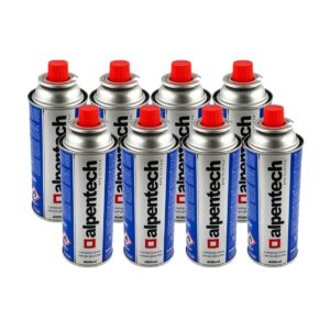 Pack de 8 Cartouches Gaz Butane 250g Baïonnette Encliquetable Homologation TUV ALPENTECH