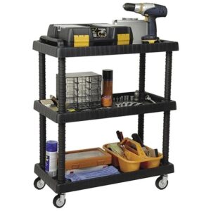 Chariot de Rangement 3 Plateaux 120 kg Roues Pivotantes Polypropylène Renforcé ART PLAST