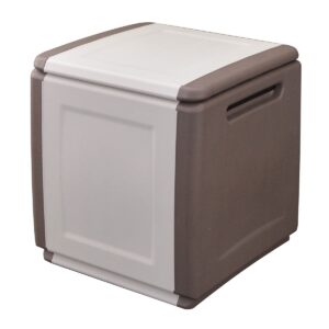 Coffre de rangement 130L Beige/Taupe Poignées transport Polypropylène INTEC