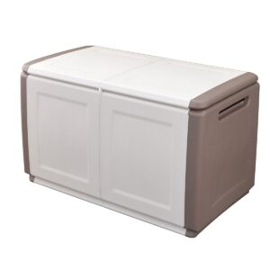 Coffre de rangement 230L Beige/Taupe Résistant aux intempéries Poignées de transport Polypropylène recyclé INTEC