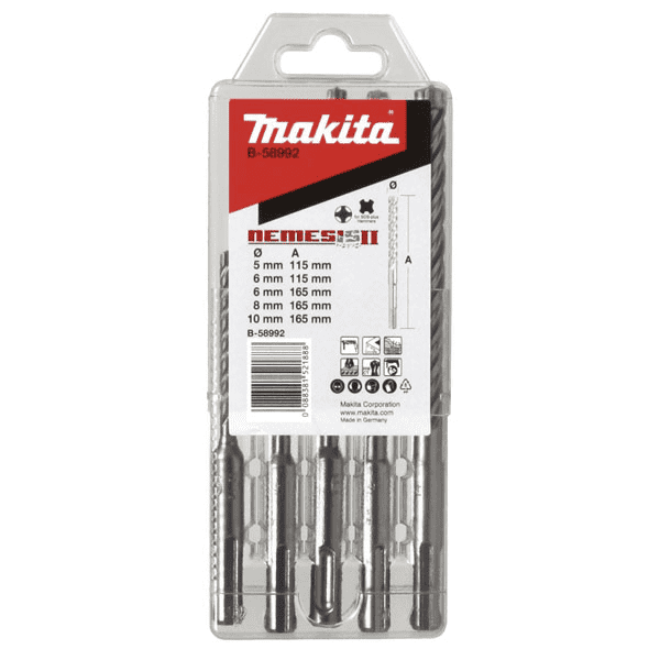 Coffret 5 Forets MAKITA SDS-Plus 4 taillants TCT NEMESIS II - B-58992