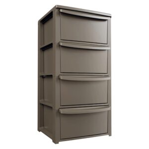 Commode de Rangement 4 Tiroirs Marron Polypropylène 39x38.5x80.5 cm ART PLAST