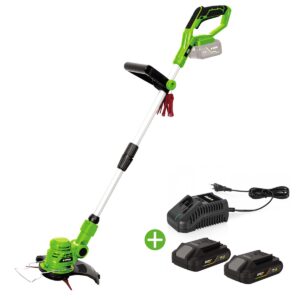 Coupe Bordures sans fil 20V 2 Batteries Lithium 2AH Lames en Caoutchouc Silicone Manche Télescopique Réglable VITO GARDEN