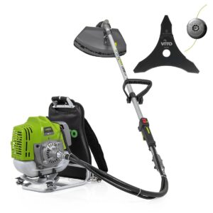Débroussailleuse Thermique à Dos 52cm³ 2.15 CV Réservoir 1L Autonomie 1h30 VITO