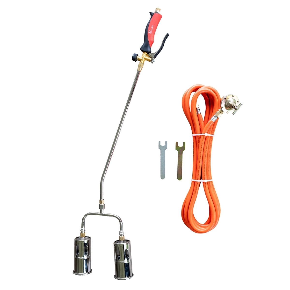 Désherbeur thermique Pro 2 brûleurs Ø60 mm Tuyau 5m Régulateur de pression 0-4.0 bar Chariot pour bouteille INTEC – Image 2