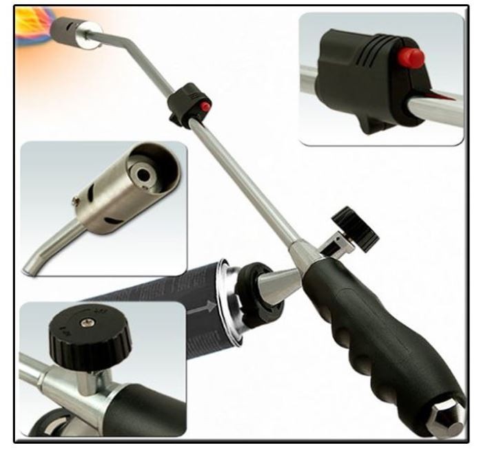 Désherbeur thermique piezo avec lance 80 cm flamme réglable pour cartouches gaz UN2037 - KZ GARDEN – Image 2