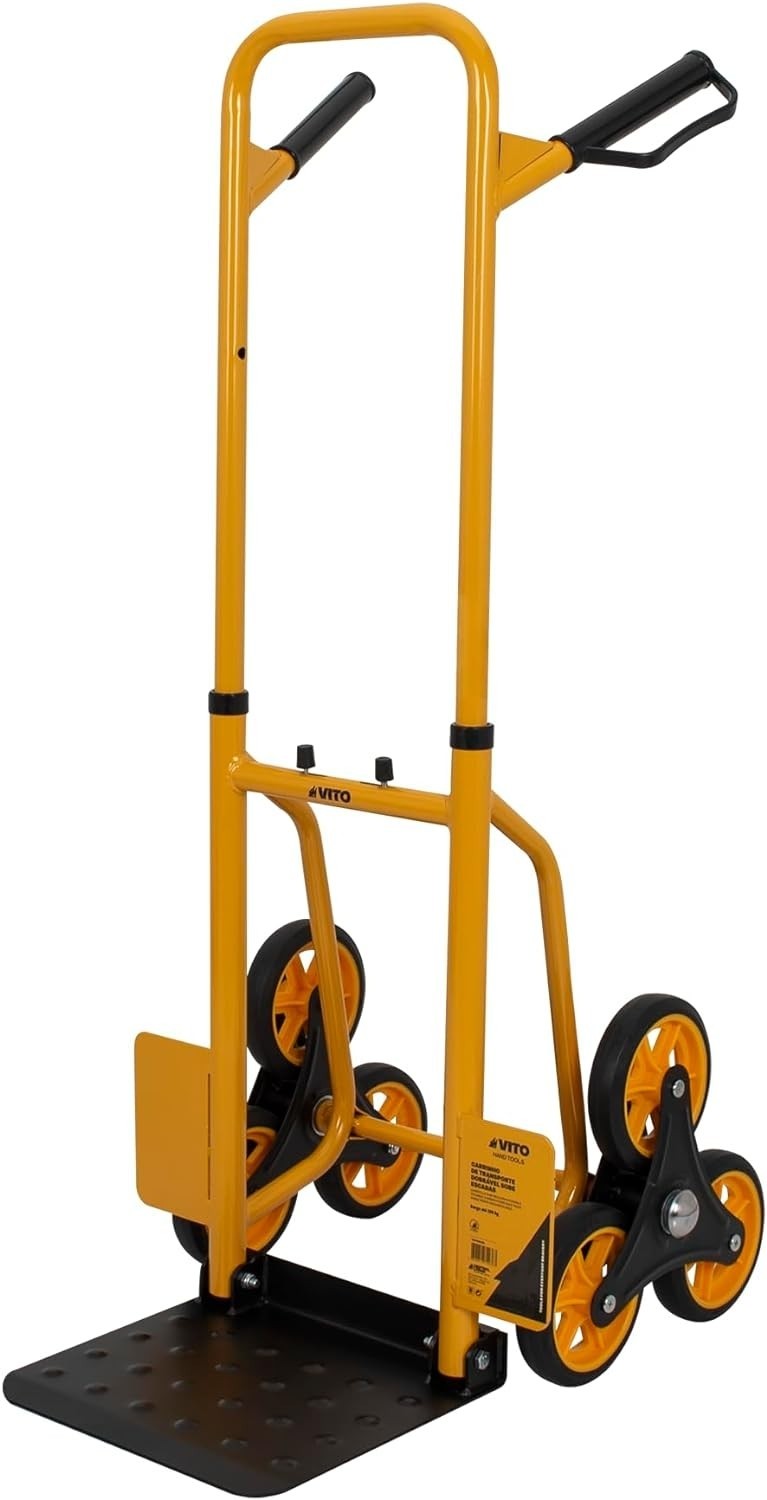 Diable de manutention pliable 150kg 3 roues caoutchouc Hauteur réglable VITO – Image 2