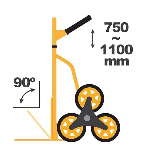 Diable de manutention pliable 150kg 3 roues caoutchouc Hauteur réglable VITO – Image 7