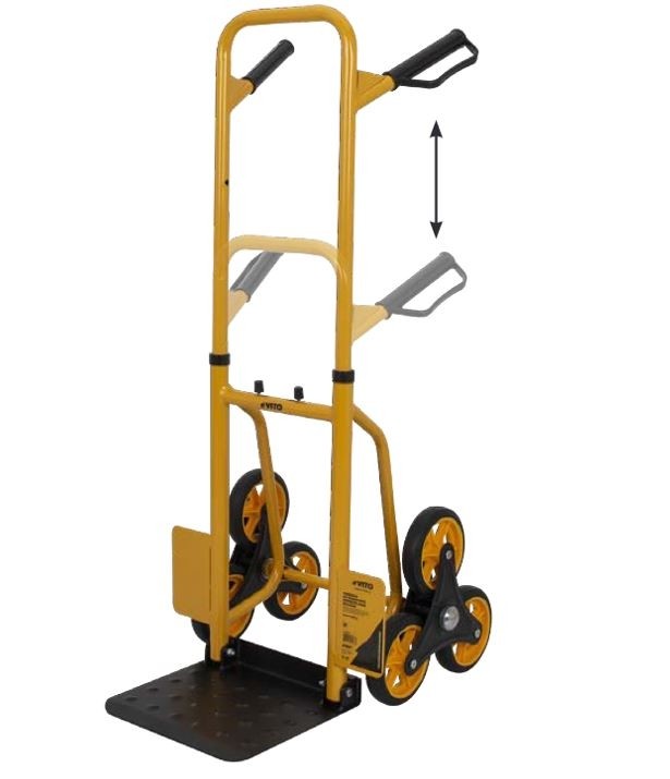 Diable de manutention pliable 150kg 3 roues caoutchouc Hauteur réglable VITO