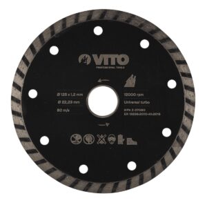 Disque diamant 125mm 1.2mm Alésage 22.5mm Vitesse 12200 tr/min VITO PRO-POWER