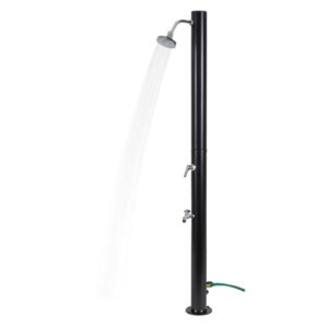 Douche Solaire Extérieure 20L Hauteur 217cm 3.5Bar Ø 15cm Noir Pommeau et Mitigeur Chromés Douche de Jardin Piscine Plage KZ