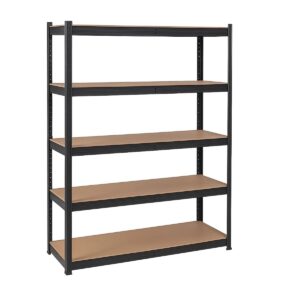 Étagère de Rangement - Métal Noir - 5 Plateaux Bois MDF supportant 1500kg - 120x60x180 cm - INTEC