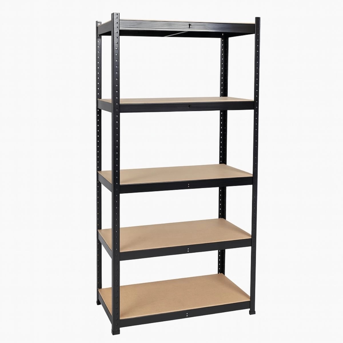 Étagère de Rangement - Métal Noir - 5 Plateaux Bois MDF supportant 1500kg - 90x40x180 cm - INTEC