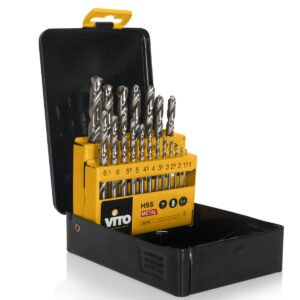 Forets Acier 19 pièces HSS Diamètre 1 à 10 mm Carbure VITO Pro-Power
