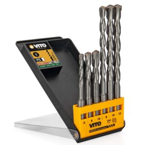 Forets PIERRE SDS-PLUS Coffret 6 pièces Diam 6 8 10 12 mm Très résistants et fiables VITO PRO-POWER