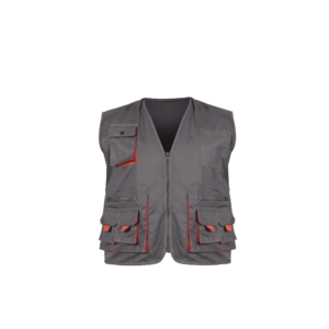 Gilet multipoches zippé Gris - Taille XL - 65% Polyester 35% Coton - VITO