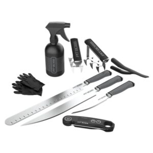 Kit Accessoires Barbecue 18 Ustensiles: Thermomètre Numérique, Couteaux avec Étuis, Griffes à Viande PIT BOSS