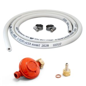 Kit connexion gaz 6x12 mm avec détendeur Propane 37 mbar + tuyau souple 1.5m embout tétine PROWELTEK
