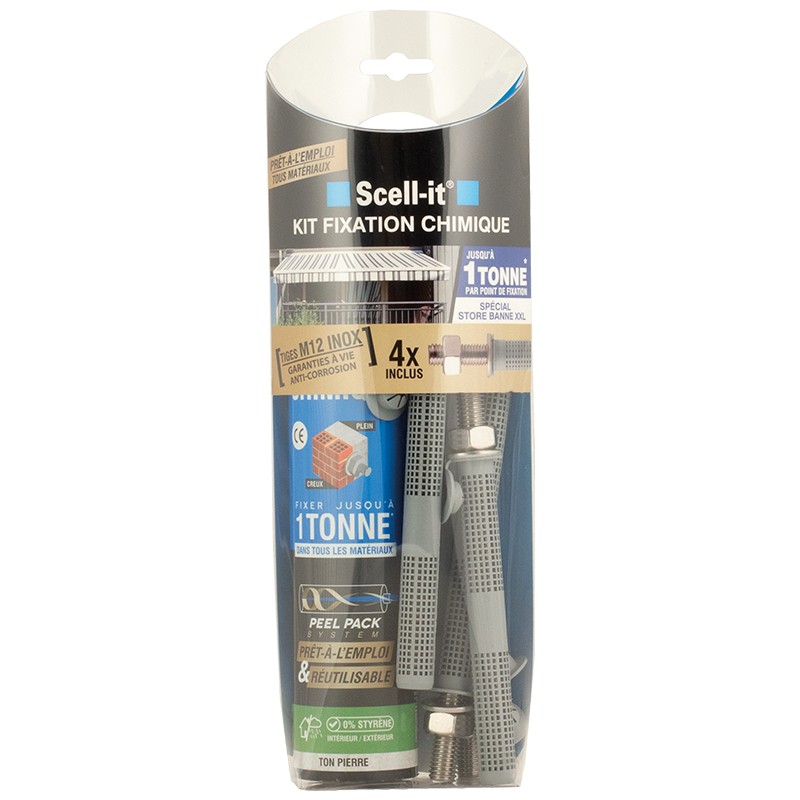 Kit de Scellement Chimique Tiges INOX M12 Résistance 1 Tonne Garantie à Vie SCELL-IT