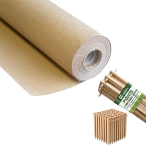 Kit Toile de Paillage Agricole 0.9x20m Papier 100% autodégradable + 60 Piquets Bois KZ GARDEN