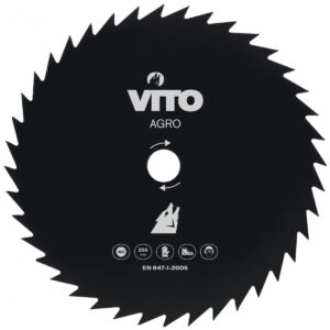 Lame de Coupe pour Débroussailleuse 40 dents Diam 255mm Tungstène Alésage 25.4mm VITO