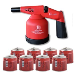 Lampe à souder à gaz 1760W + 8 cartouches gaz Allumage automatique Consommation 127 g/h Température max 1350°C PROWELTEK