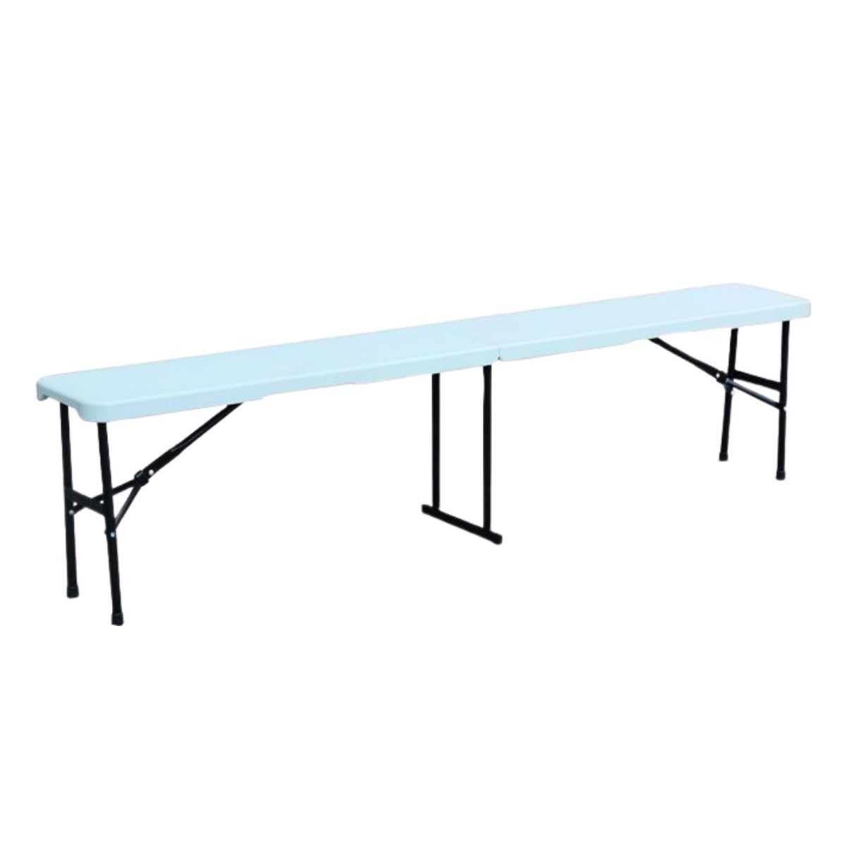 Lot de 2 Bancs de Jardin Pliables Blancs 180x28x43.5 cm Structure Acier Assise KZ GARDEN – Image 7