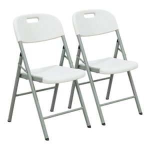 Lot de 2 Chaises pliantes blanches Acier HDPE 120kg KZ GARDEN