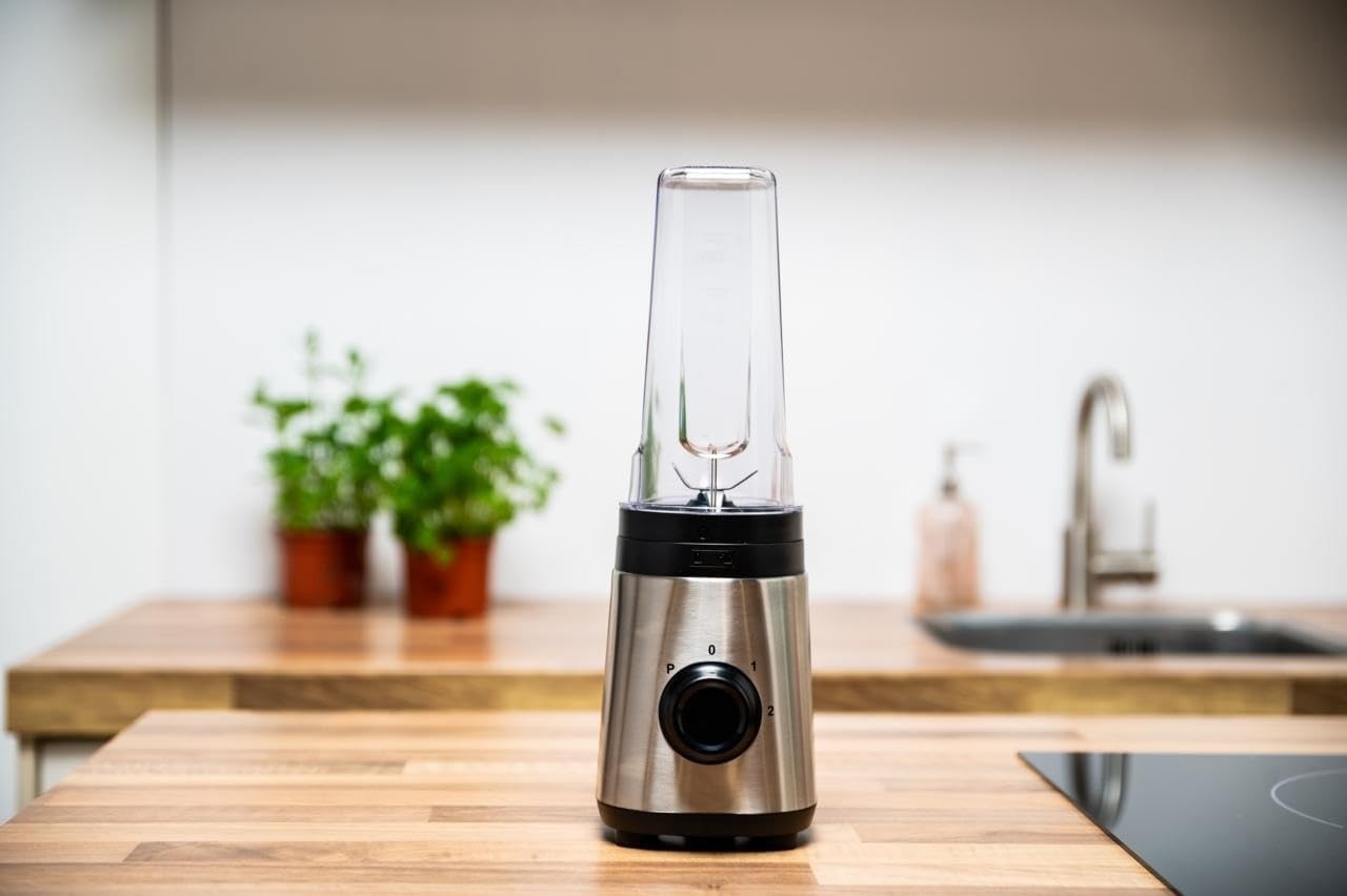 Mixeur Blender Smoothie 300W 2 Vitesses + Turbo 4 Lames Inox Gobelets 300/600 ml ALPINA – Image 7