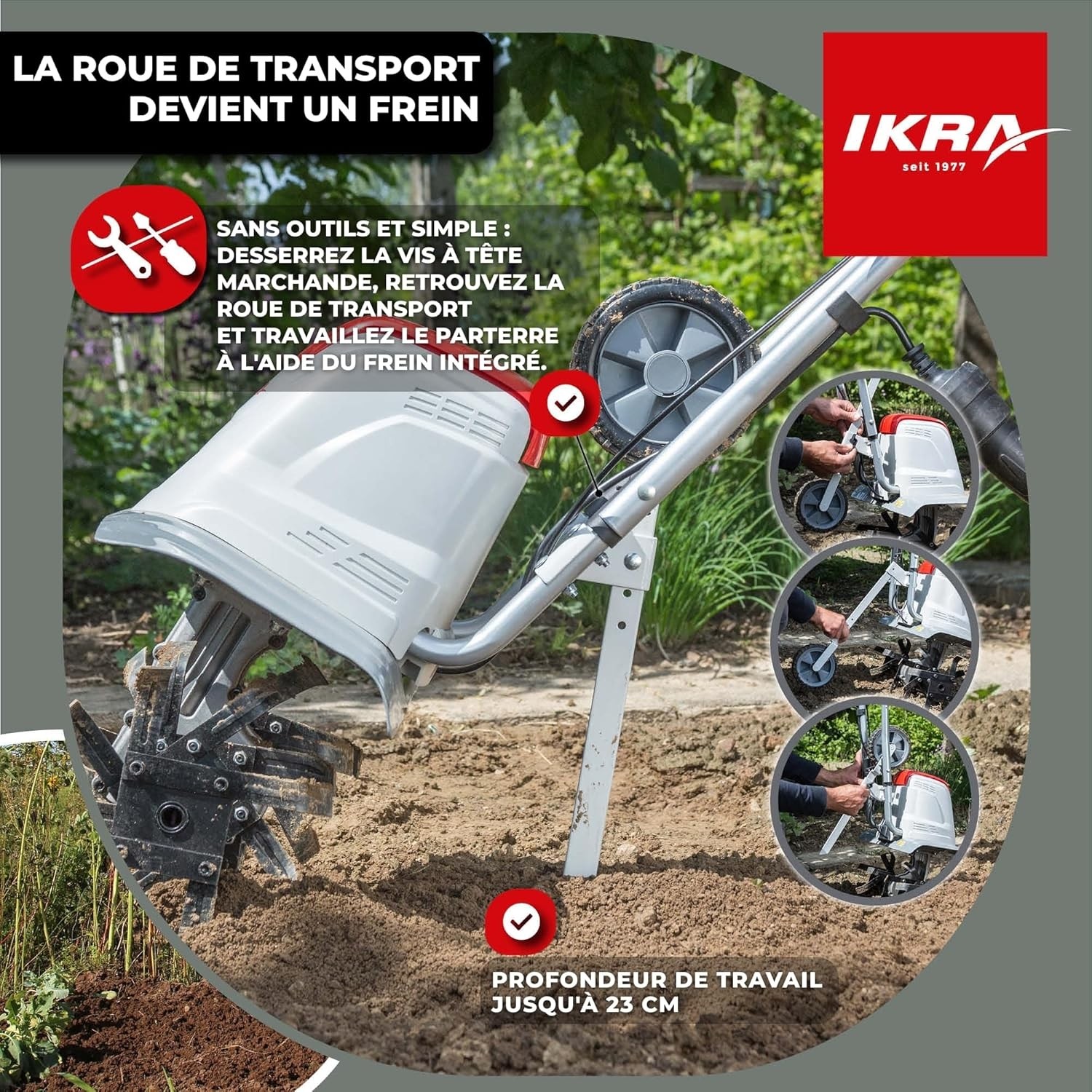 Motobineuse électrique 1500W Largeur de travail 17-45cm 6 fraises IKRA – Image 30