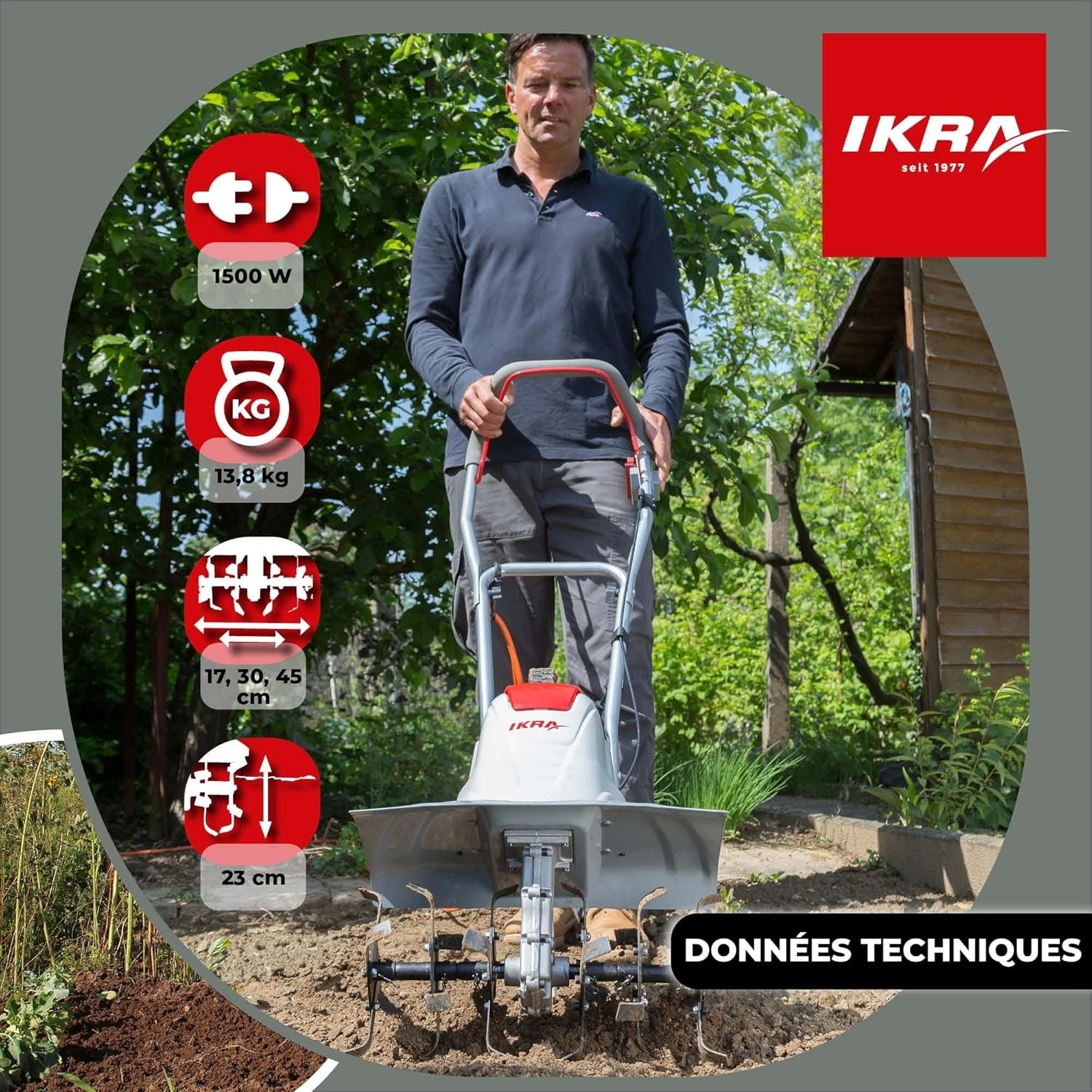 Motobineuse électrique 1500W Largeur de travail 17-45cm 6 fraises IKRA – Image 31