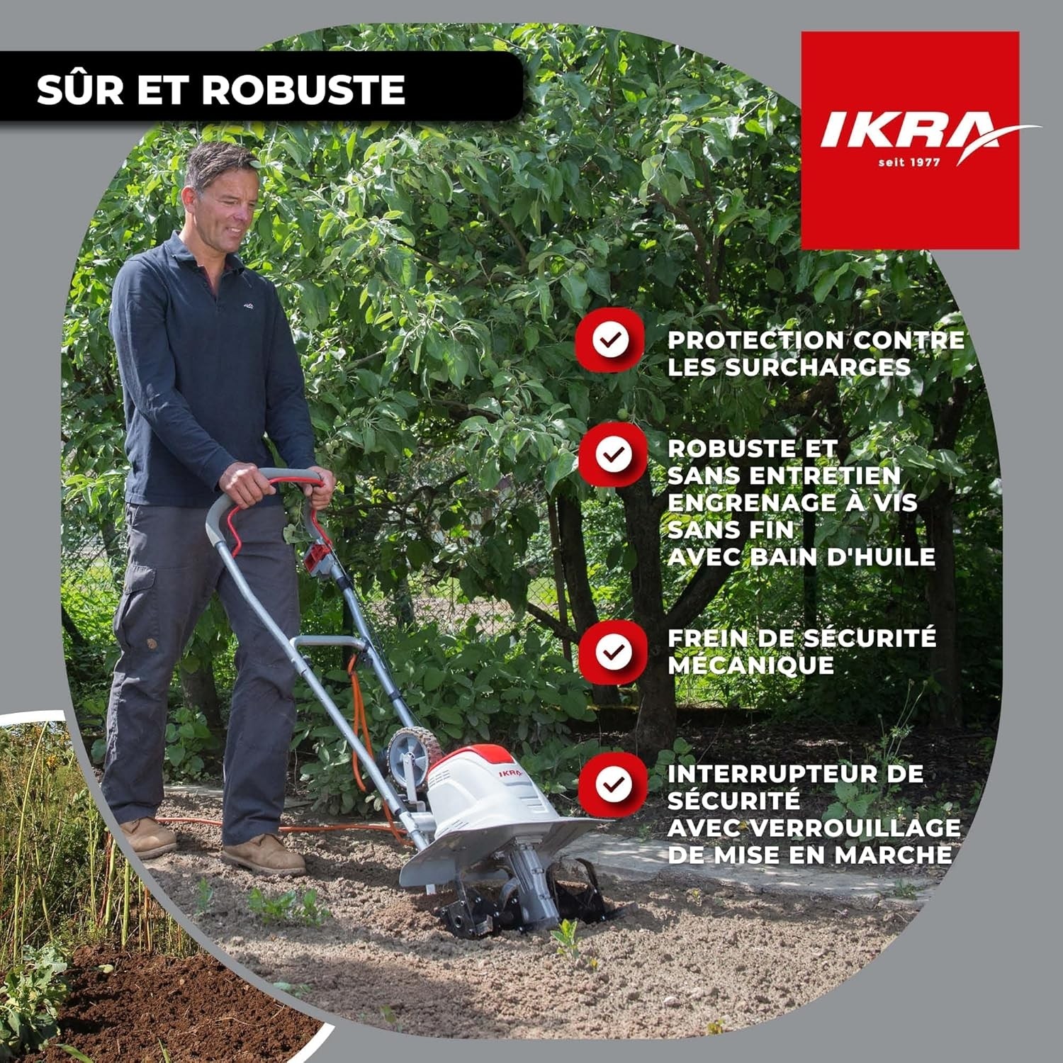 Motobineuse électrique 1500W Largeur de travail 17-45cm 6 fraises IKRA – Image 33