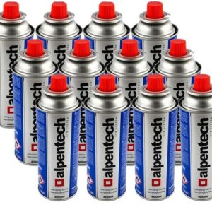Pack de 12 Cartouches Gaz Butane 250g Baïonnette Homologation TUV ALPENTECH