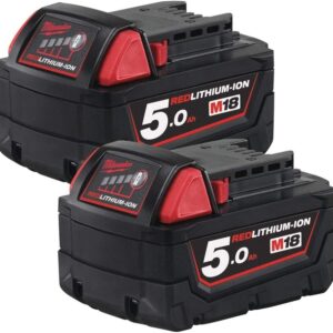 Pack de 2 batteries 18V 5Ah Li-Ion Milwaukee M18 B5