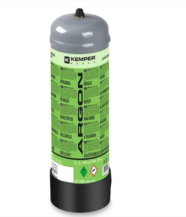 Pack de 3 Bouteilles de Gaz Argon Pur 110 Bar 2.2L Connexion M10 X 1 Jetable KEMPER – Image 2
