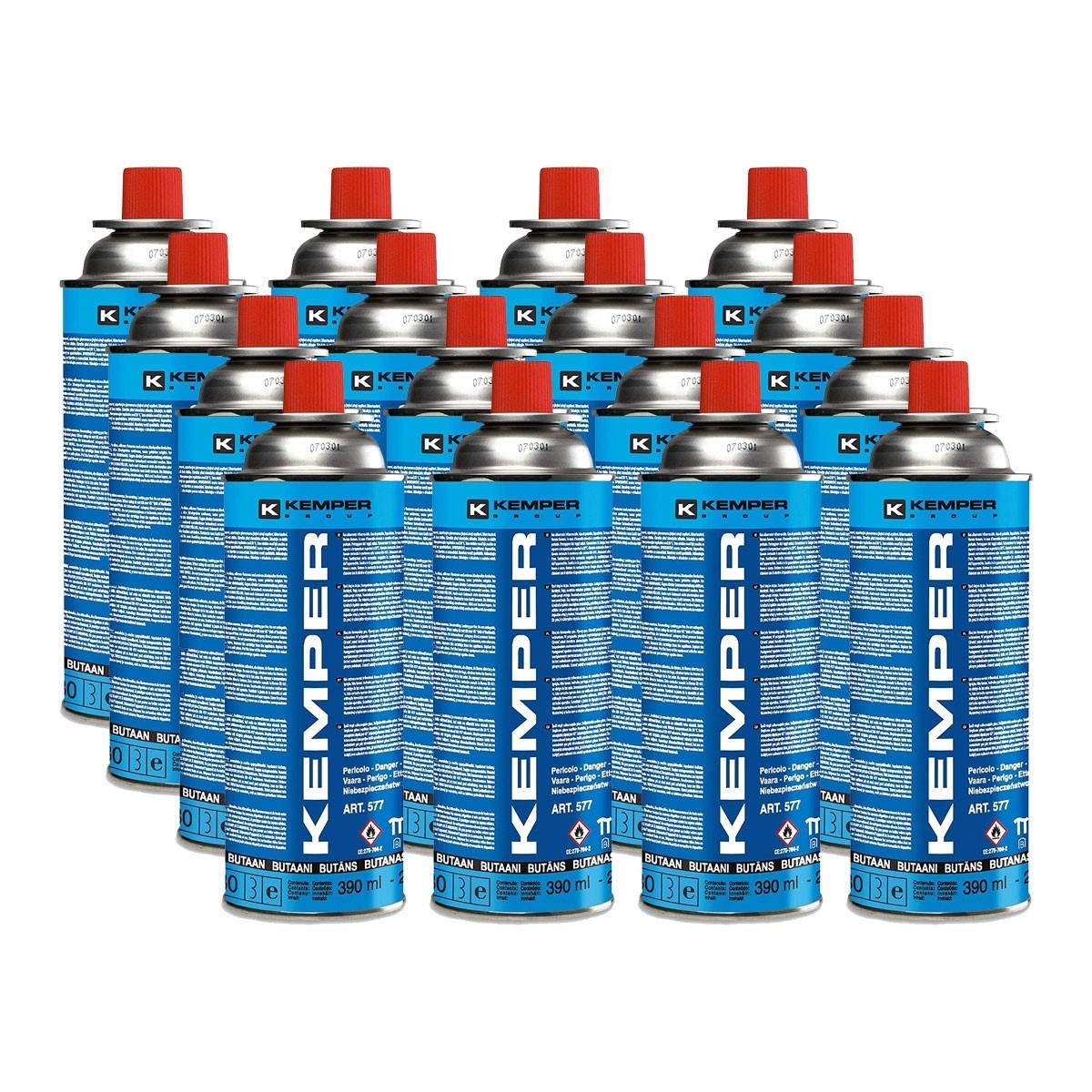 Pack de 16 Cartouches de Gaz 227g Butane Sécurité UN2037 KEMPER