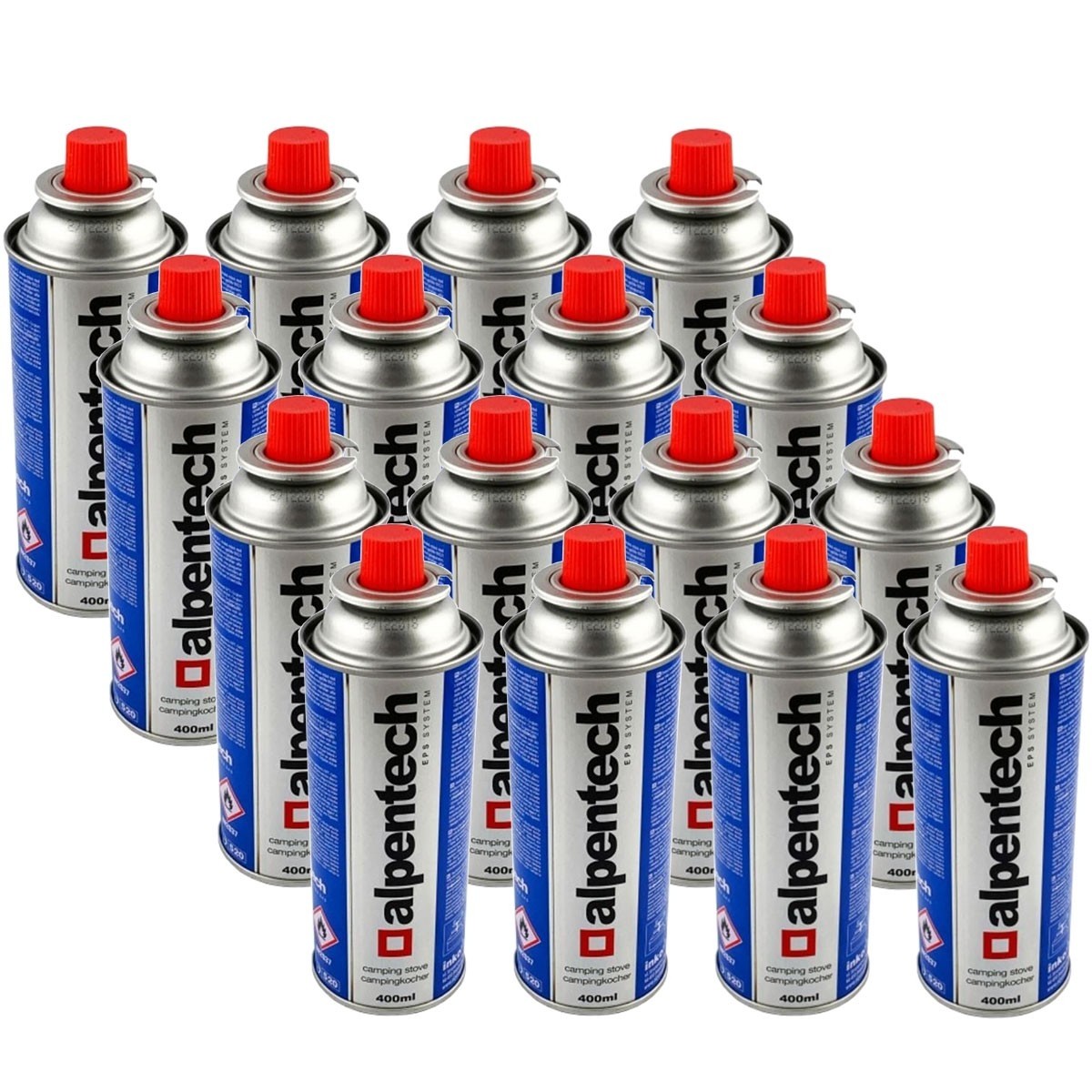Pack de 16 Cartouches gaz butane 250g homologation TUV baïonnette encliquetable ALPENTECH