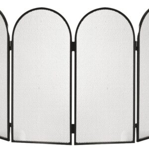 [Reconditionné] Pare-feu en fer forgé 4 panneaux 24 cm noir peinture écaillée BRIXO